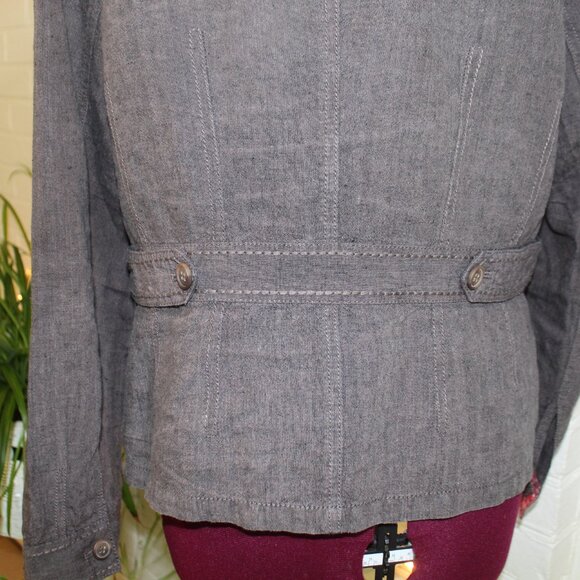 Sigrid Olsen Gray Linen Style Utility Jacket Blazer Size X-Large - Picture 4 of 6